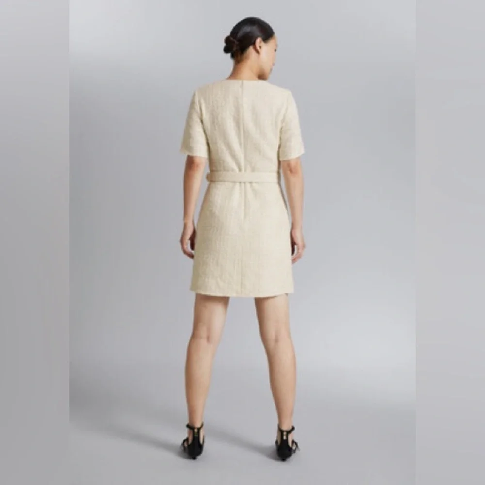 & other stories tweed belted mini dress in cream - Picture 3 of 3